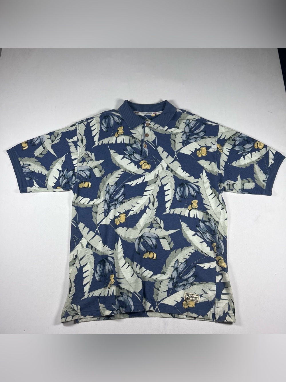 Vintage Tommy Bahama Polo Shirt Mens Large 90s Floral Tropical 100% Cotton
